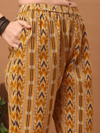 Floral Printed Kurta With Pant & Dupatta, Yellow - Hiral Fashion - Distacart