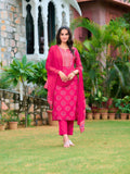 Printed Rayon Kurta With Pant & Printed Dupatta, Pink - Hiral Fashion - Distacart