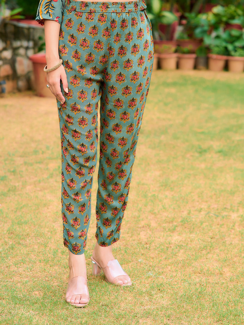 Printed Kurta With Pant & Printed Dupatta, Green - Hiral Fashion - Distacart