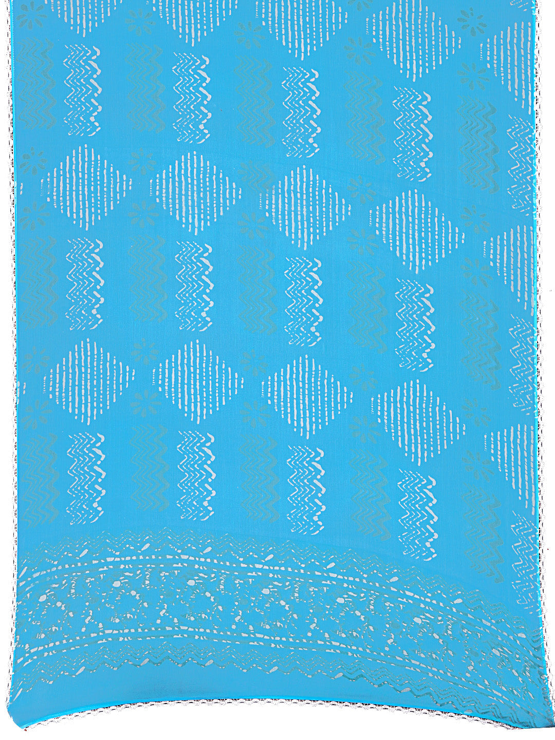 Printed Flared Kurta With Pant & Dupatta, Blue - Hiral Fashion - Distacart