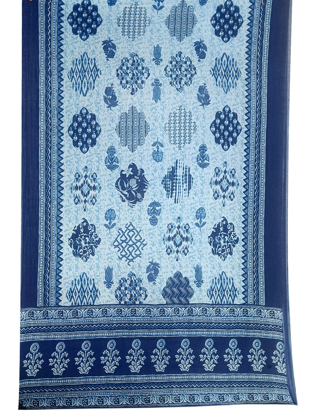 Floral Printed Flared Kurta With Pant & Dupatta, Blue - Hiral Fashion - Distacart
