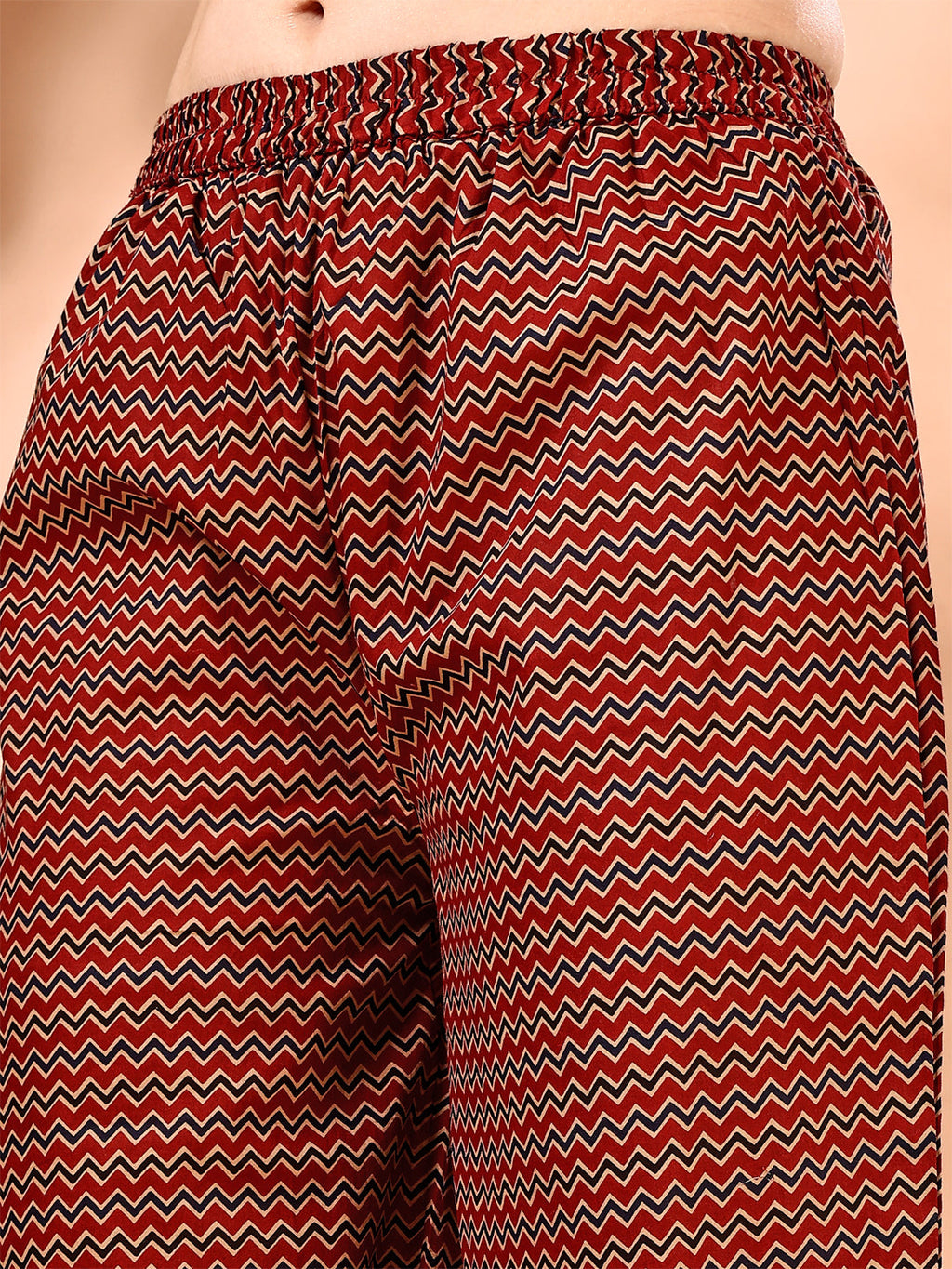 Flared Ethnic Motifs Printed Kurta With Palazzo Pant & Dupatta, Rust - Hiral Fashion - Distacart