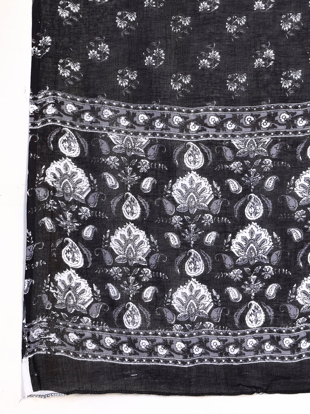Printed Flared Kurta With Afghani Pant & Dupatta, Black - Hiral Fashion - Distacart