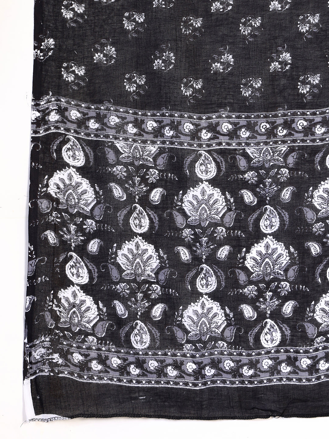 Printed Flared Kurta With Afghani Pant & Dupatta, Black - Hiral Fashion - Distacart