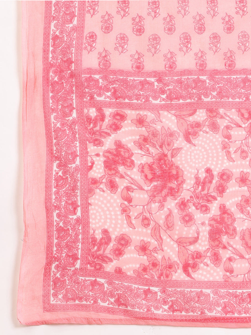 Floral Printed Flared Anarkali Kurta With Pant & Dupatta, Pink - Hiral Fashion - Distacart