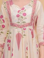Ethnic Motifs Printed Anarkali Kurta With Pant & Dupatta, Pink - Hiral Fashion - Distacart