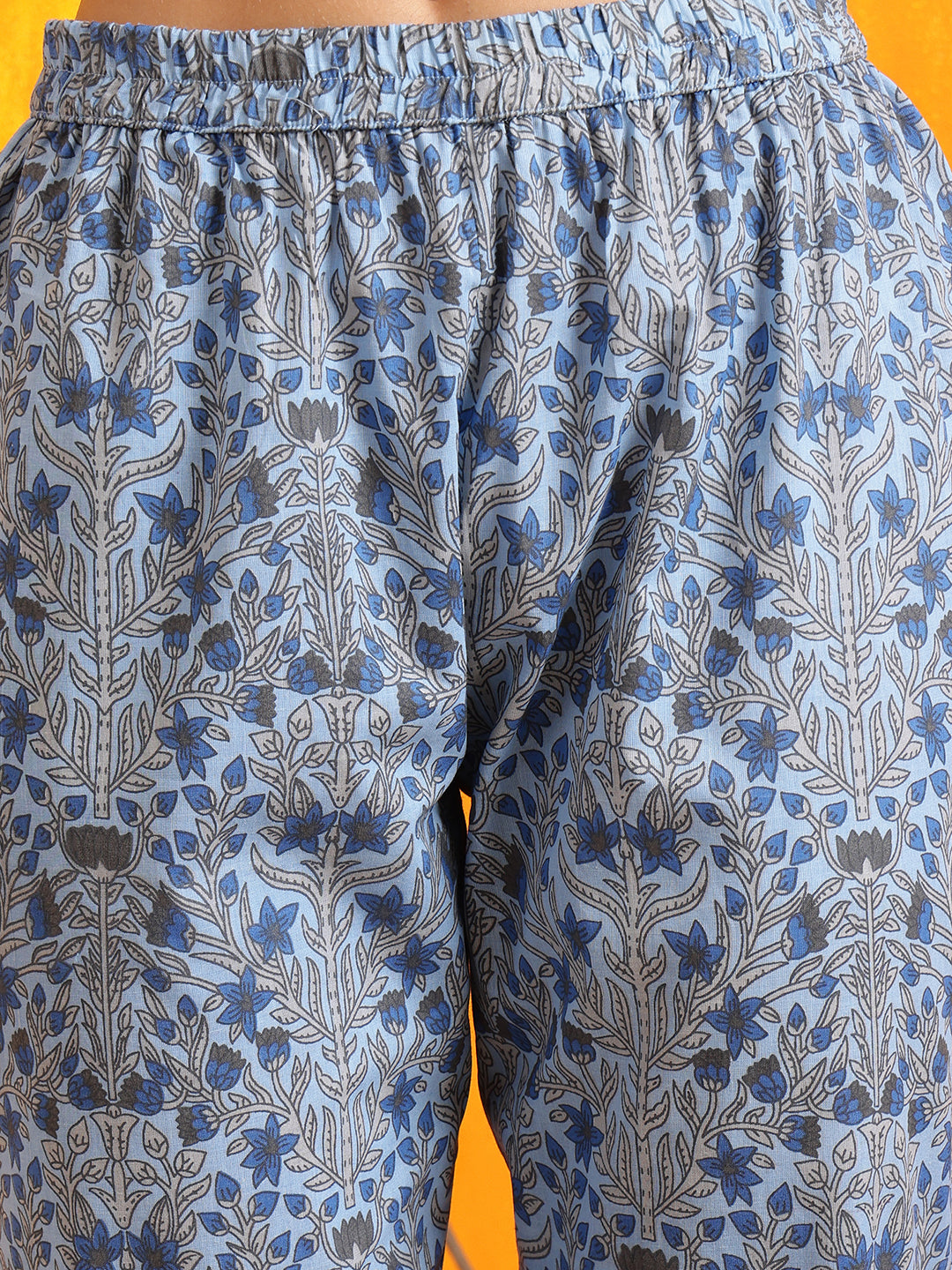 Ethnic Motifs Printed Kurta With Pant & Printed Dupatta, Aqua-Blue - Hiral Fashion - Distacart
