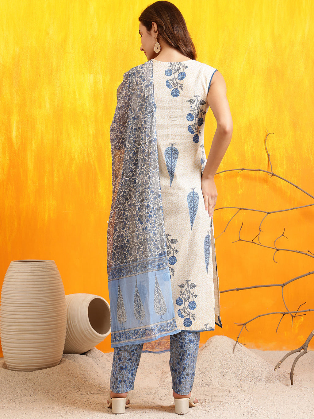 Ethnic Motifs Printed Kurta With Pant & Printed Dupatta, Aqua-Blue - Hiral Fashion - Distacart