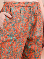 Ethnic Motifs Printed Kurta With Pant & Printed Dupatta, Orange - Hiral Fashion - Distacart