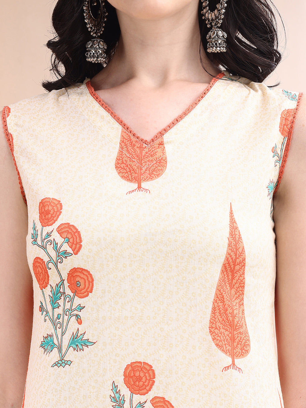 Ethnic Motifs Printed Kurta With Pant & Printed Dupatta, Orange - Hiral Fashion - Distacart