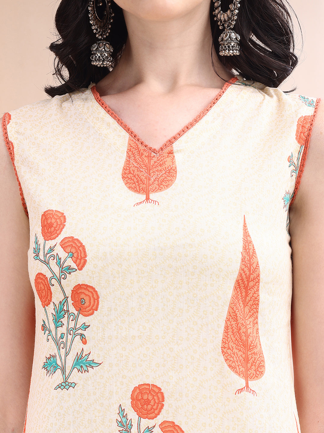 Ethnic Motifs Printed Kurta With Pant & Printed Dupatta, Orange - Hiral Fashion - Distacart