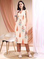 Ethnic Motifs Printed Kurta With Pant & Printed Dupatta, Orange - Hiral Fashion - Distacart
