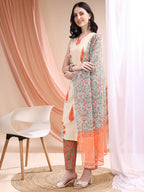 Ethnic Motifs Printed Kurta With Pant & Printed Dupatta, Orange - Hiral Fashion - Distacart