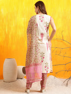Ethnic Motifs Printed Kurta With Pant & Printed Dupatta, Pink - Hiral Fashion - Distacart