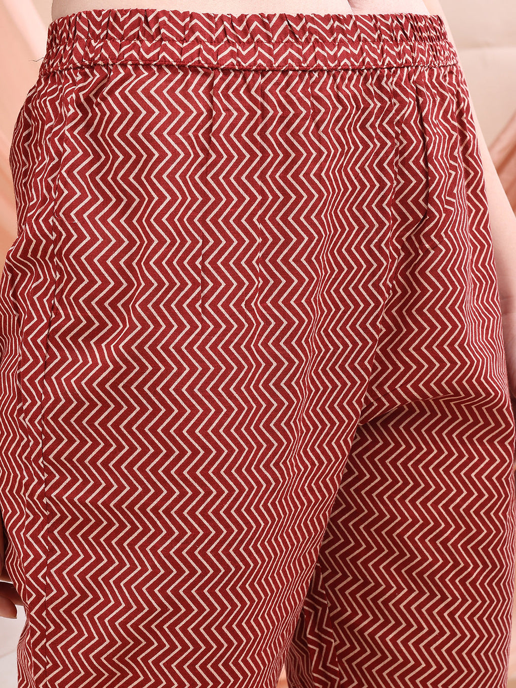 Front Slit Motifs A-Line Printed Kurta With Pant & Dupatta, Maroon - Hiral Fashion - Distacart