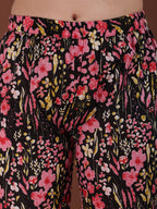Embroidered & Floral Printed Kurta With Palazzo & Printed Dupatta, Black - Hiral Fashion - Distacart