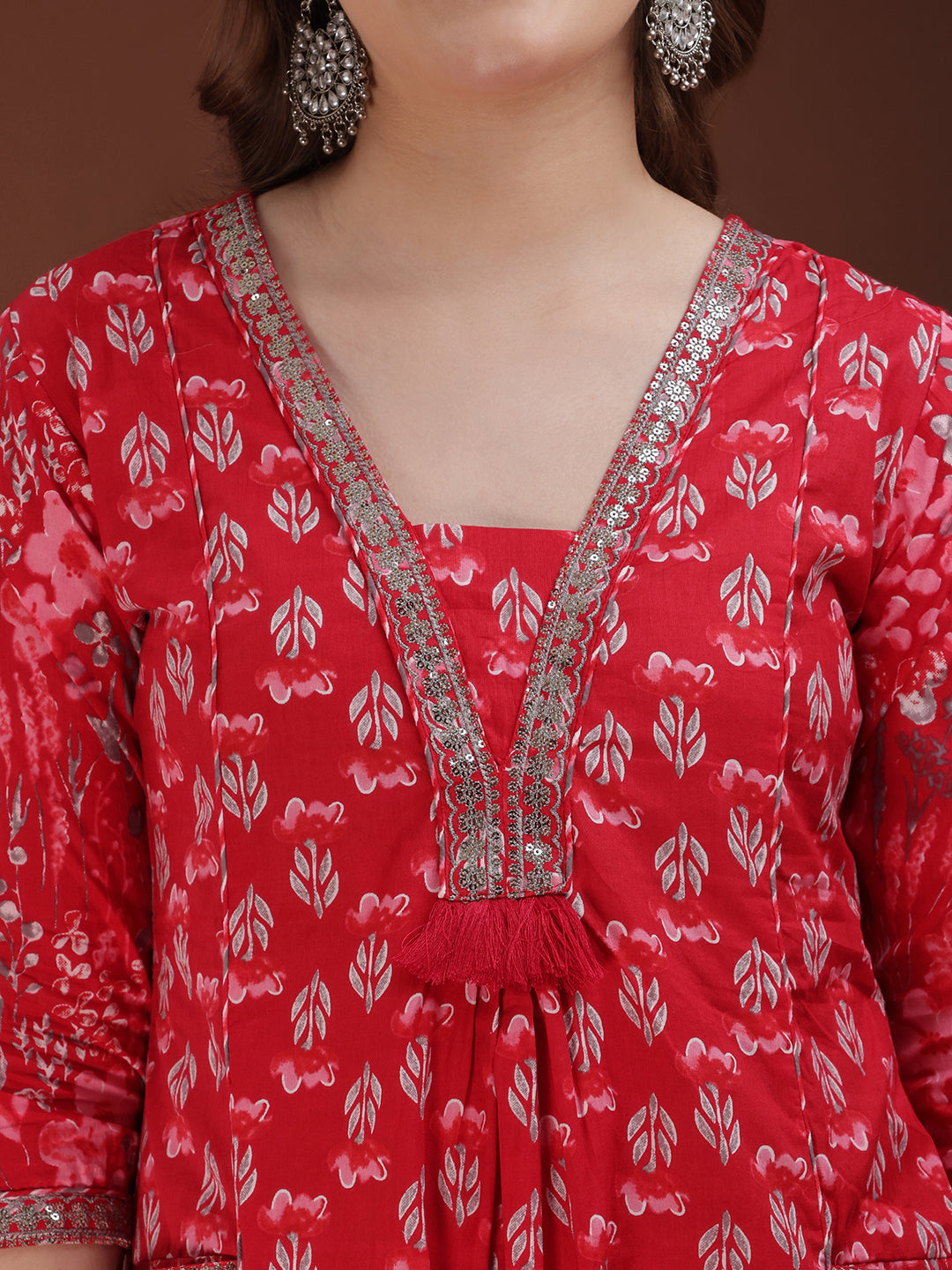 Embroidered & Floral Printed Kurta With Palazzo & Printed Dupatta, Pink - Hiral Fashion - Distacart