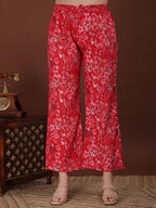 Embroidered & Floral Printed Kurta With Palazzo & Printed Dupatta, Pink - Hiral Fashion - Distacart