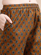 Paisley Printed Angarkha Style Anarkali Kurta With Pant & Dupatta, Olive - Hiral Fashion - Distacart