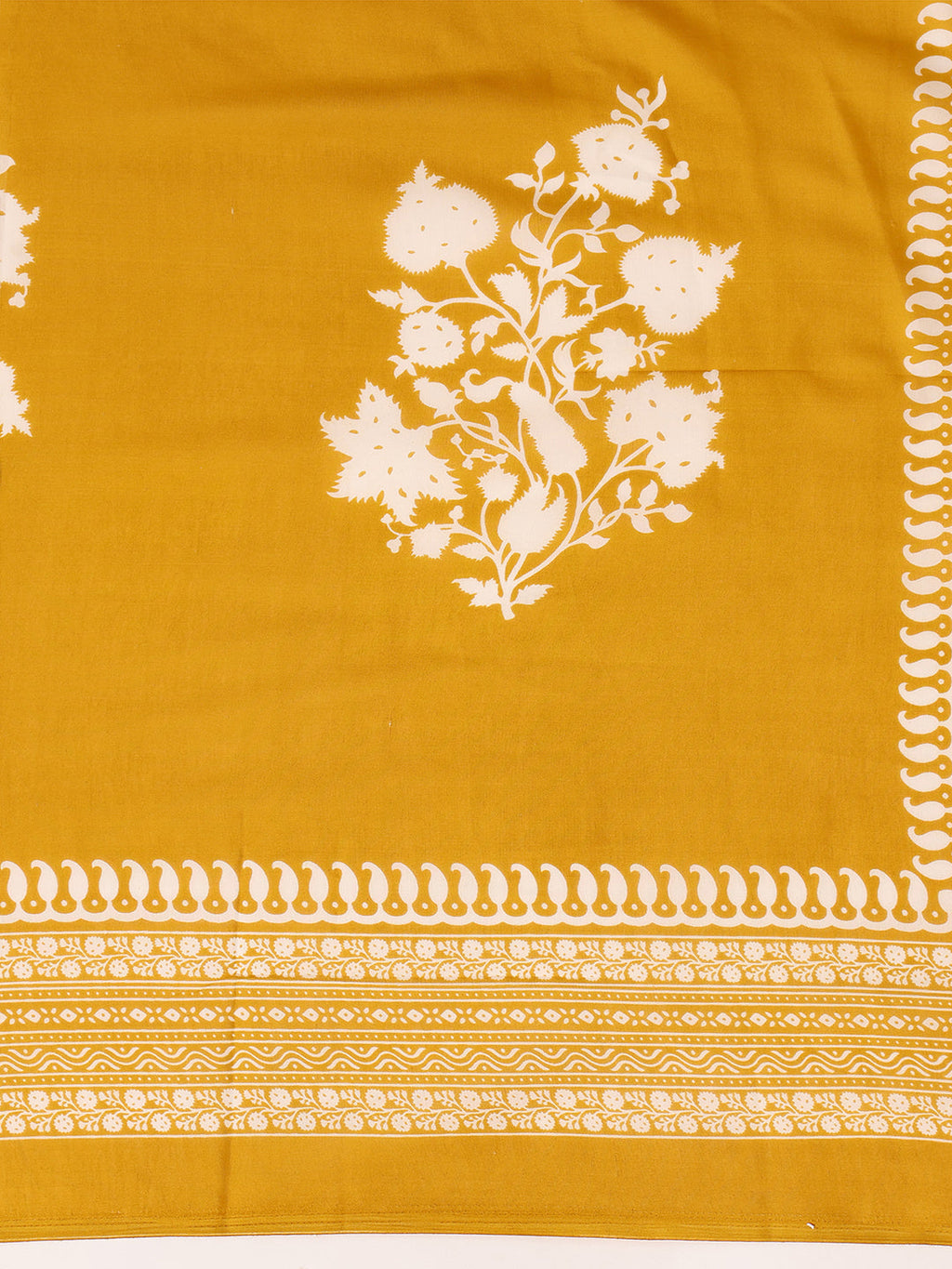 Embroidered & Printed Flared Kurta With Pant & Dupatta, Mustard - Hiral Fashion - Distacart