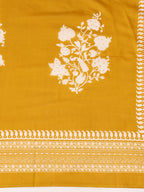Embroidered & Printed Flared Kurta With Pant & Dupatta, Mustard - Hiral Fashion - Distacart