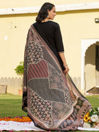 Embroidered & Ethnic Printed Anarkali Kurta With Pant & Printed Dupatta, Black - Hiral Fashion - Distacart