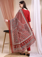 Embroidered & Ethnic Printed Anarkali Kurta With Pant & Printed Dupatta, Maroon - Hiral Fashion - Distacart