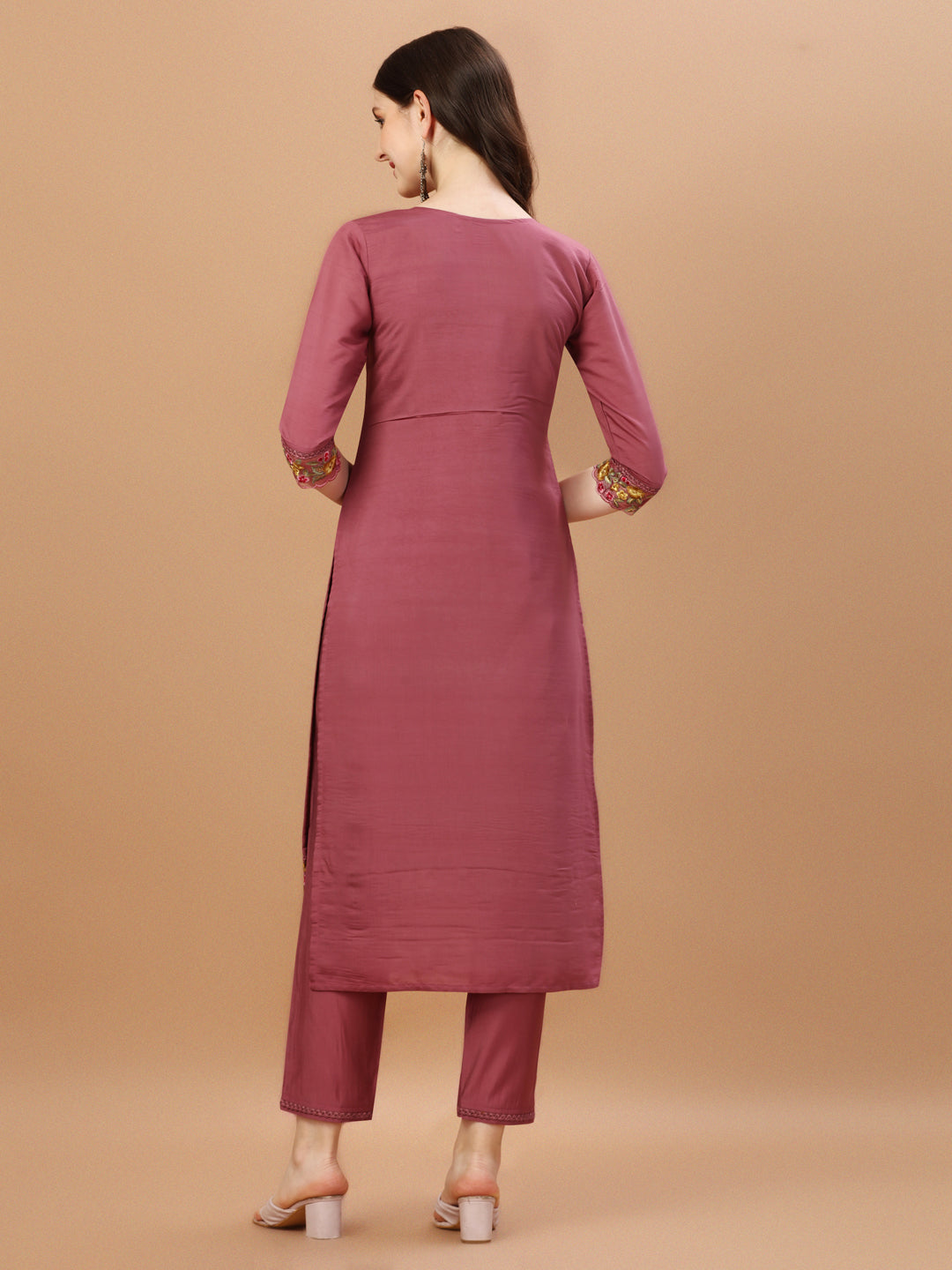 Hand Embroidered Kurta With Pant & Printed Premium Organza Dupatta, Multicolor - Hiral Fashion