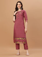 Hand Embroidered Kurta With Pant & Printed Premium Organza Dupatta, Multicolor - Hiral Fashion