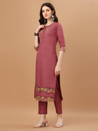 Hand Embroidered Kurta With Pant & Printed Premium Organza Dupatta, Multicolor - Hiral Fashion