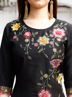 Floral Embroidered Kurta With Pant & Premium Organza Embroidered Dupatta Luxury, Multicolor - Hiral Fashion - Distacart