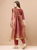 Alia Cut Sequined Embroidered Premium Kurta Set With Banarasi Silk Dupatta, Multicolor - Hiral Fashion