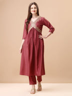 Alia Cut Sequined Embroidered Premium Kurta Set With Banarasi Silk Dupatta, Multicolor - Hiral Fashion