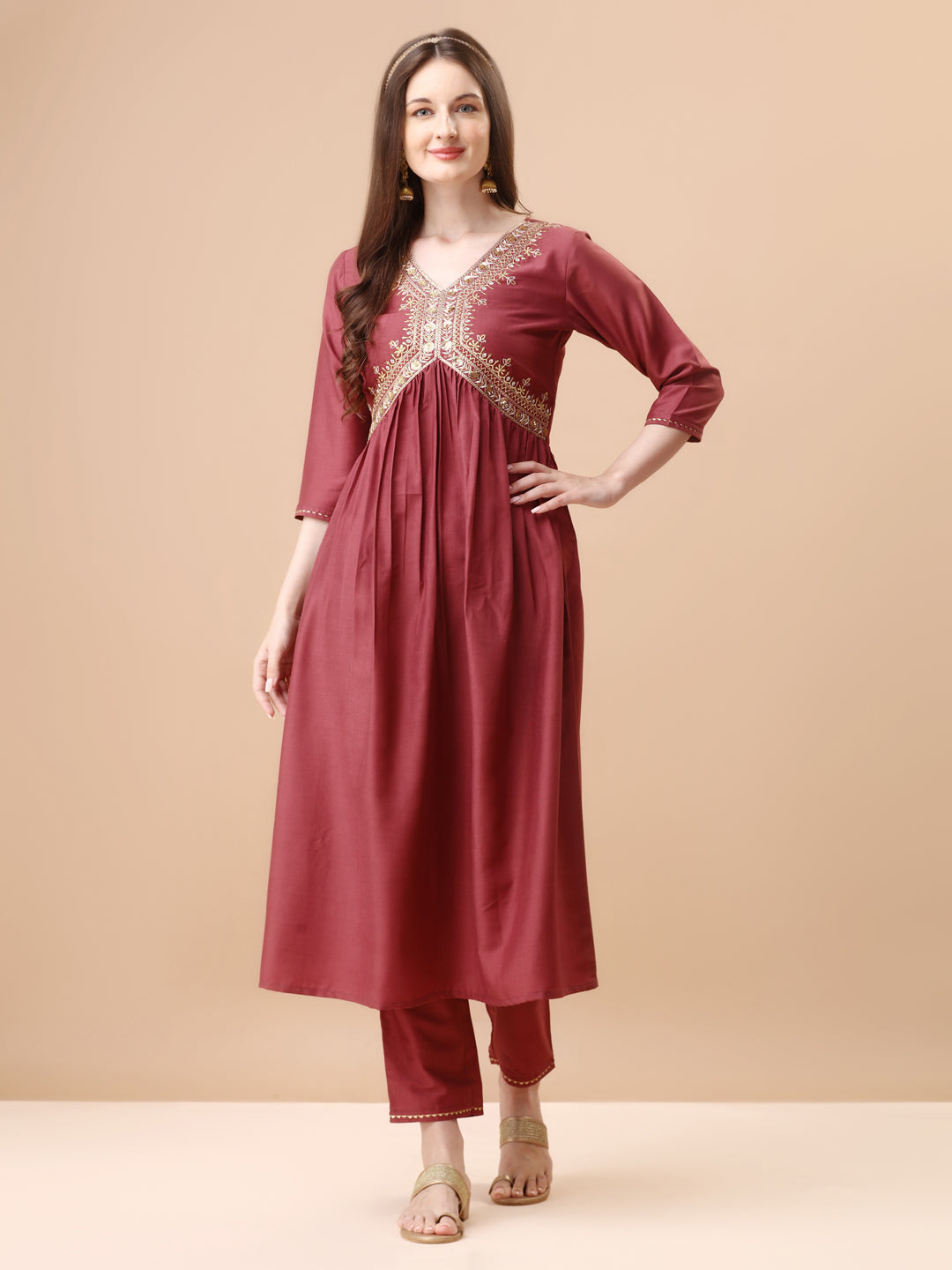 Alia Cut Sequined Embroidered Premium Kurta Set With Banarasi Silk Dupatta, Multicolor - Hiral Fashion