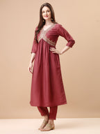 Alia Cut Sequined Embroidered Premium Kurta Set With Banarasi Silk Dupatta, Multicolor - Hiral Fashion