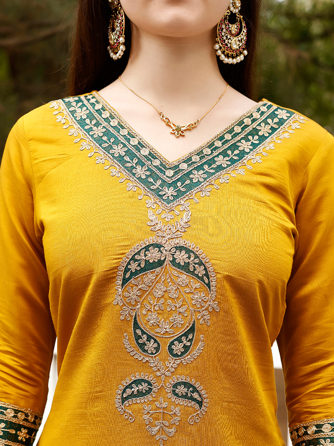 Embroidered Kurta With Pant & Border Premium Embroidered Dupatta, Multicolor - Hiral Fashion - Distacart