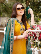 Embroidered Kurta With Pant & Border Premium Embroidered Dupatta, Multicolor - Hiral Fashion - Distacart