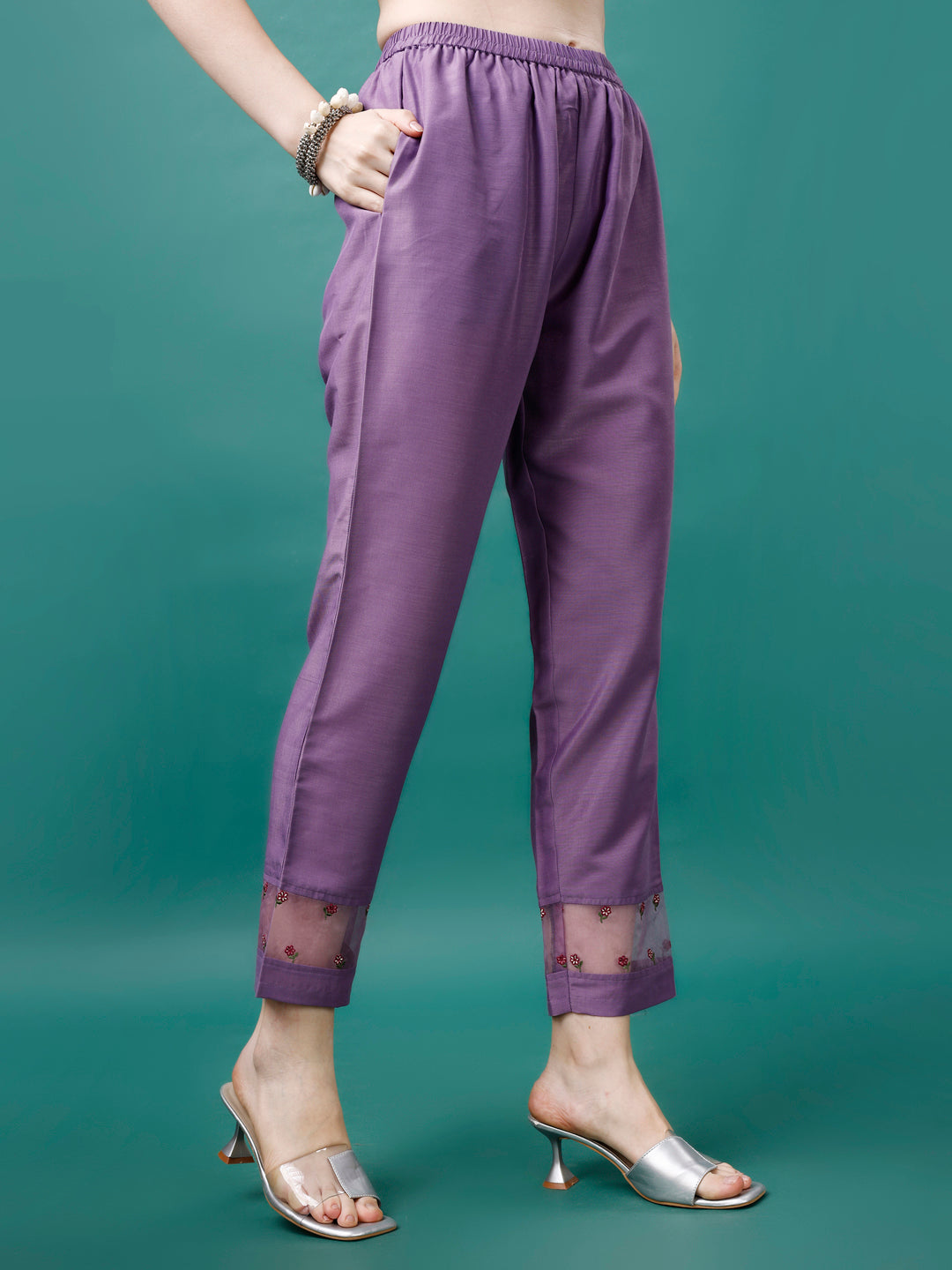 Embroidered Kurta With Pant & Premium Embroidered Organza Dupatta, Multicolor - Hiral Fashion
