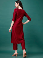 Hand Embroidered Kurta With Pant & Printed Premium Organza Dupatta Luxury, Multicolor - Hiral Fashion - Distacart