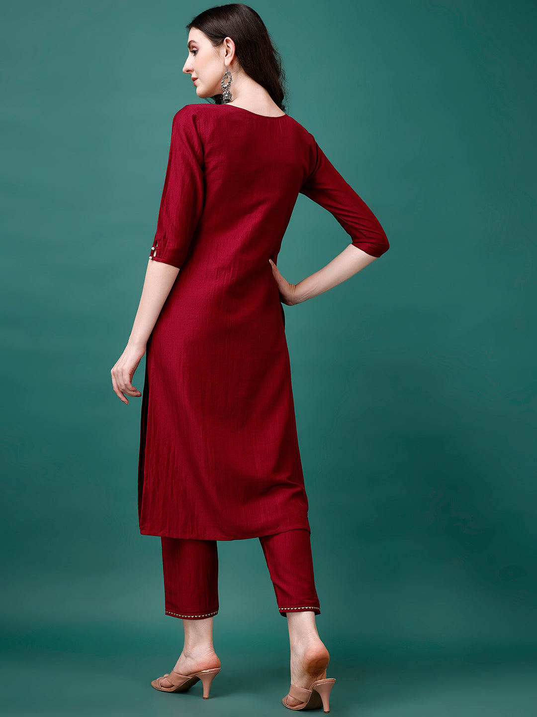 Hand Embroidered Kurta With Pant & Printed Premium Organza Dupatta Luxury, Multicolor - Hiral Fashion - Distacart