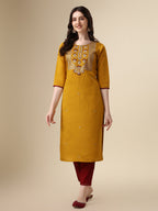 Hand Embroidered Kurta With Pant & Dupatta Set, Multicolor - Hiral Fashion