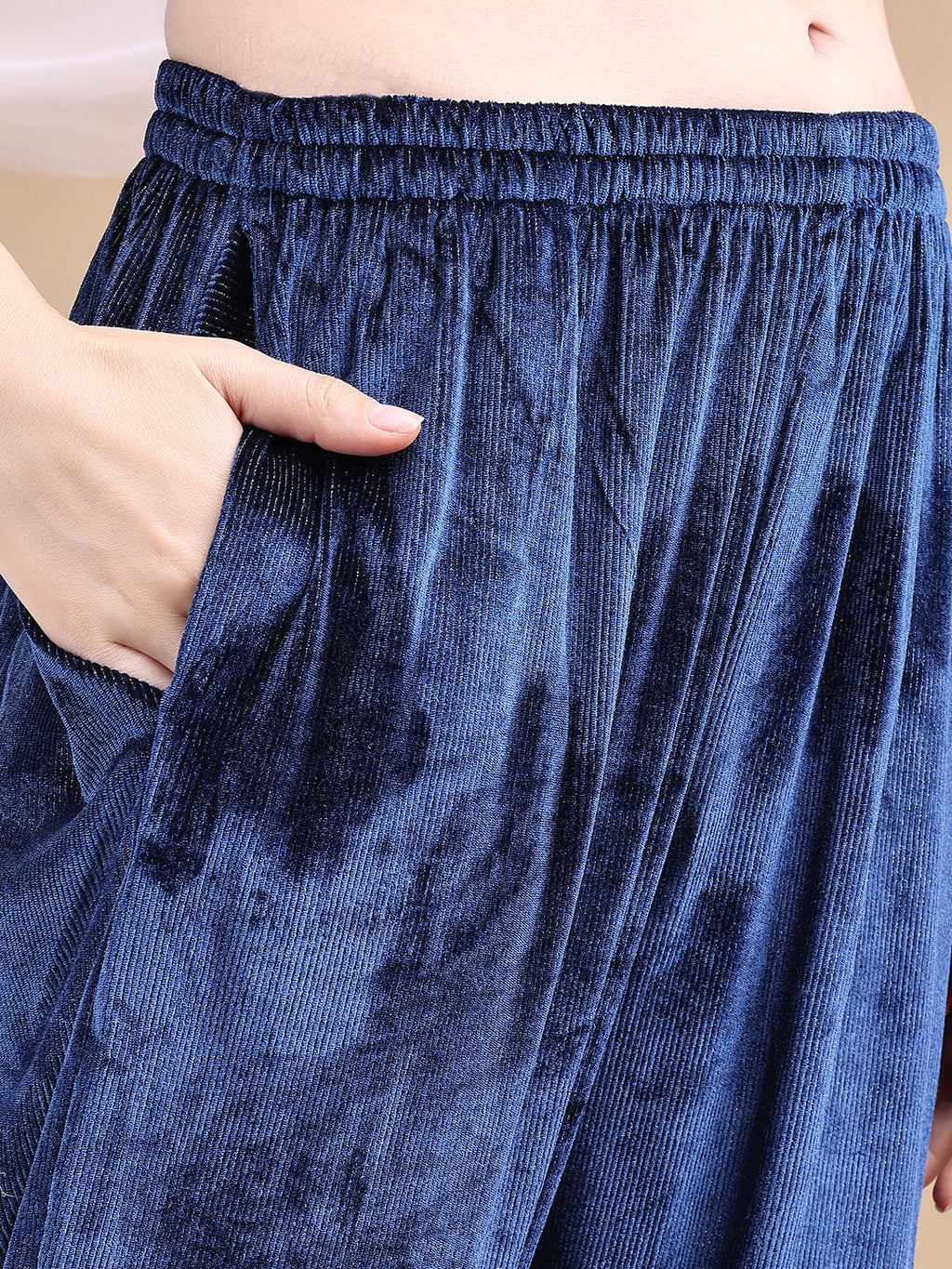 Hand Embroidered Kurta With Pant & Dupatta, Navy Blue - Hiral Fashion