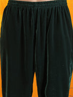 Hand Embroidered & Foil Printed Velvet Kurta With Pant & Dupatta, Bottle-Green - Hiral Fashion