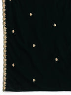 Velvet Embroidered Kurta With Pant & Embroidered Velvet Dupatta, Bottle-Green - Hiral Fashion - Distacart