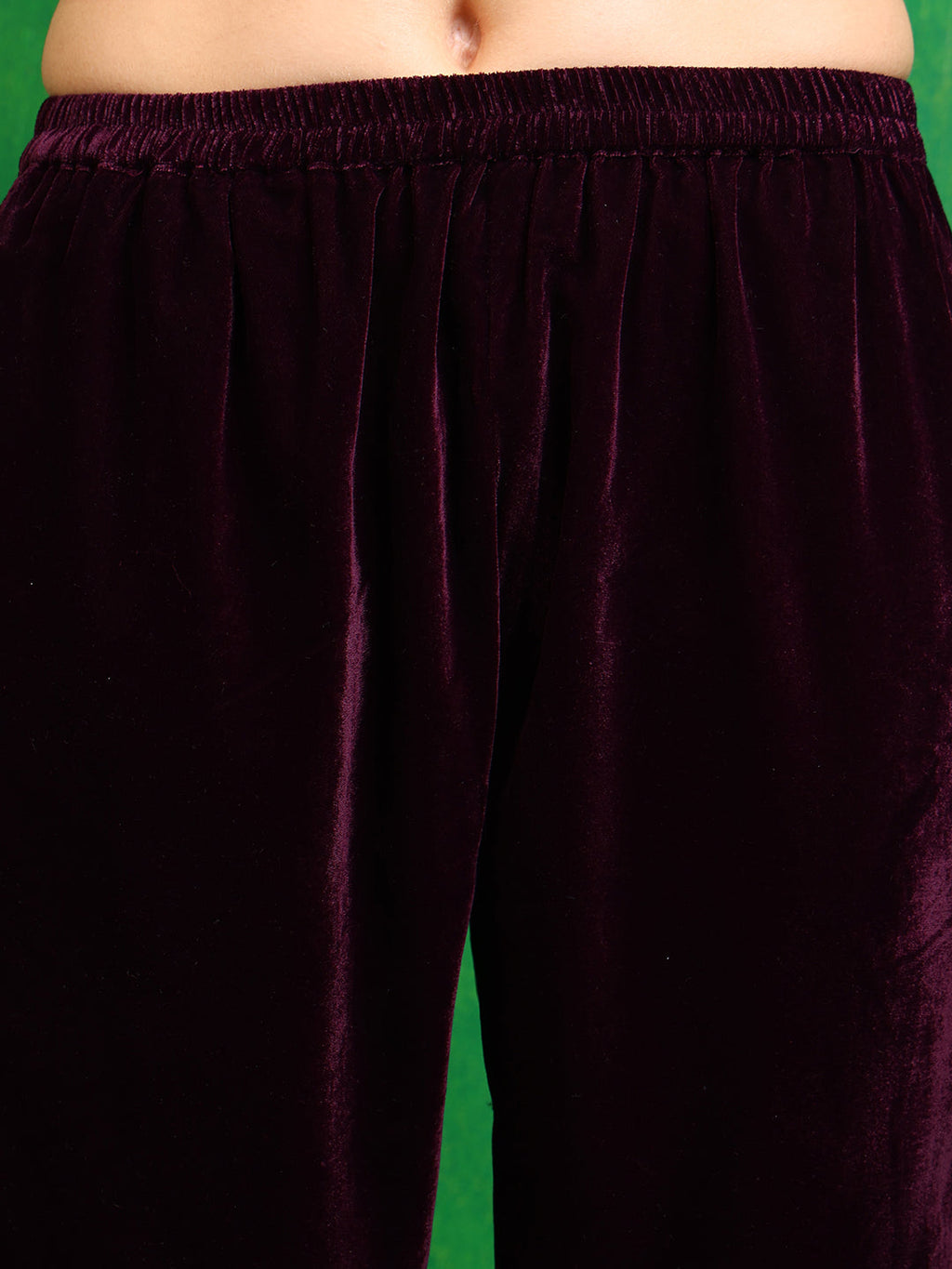 Velvet Embroidered Kurta With Pant & Embroidered Velvet Dupatta, Wine - Hiral Fashion - Distacart