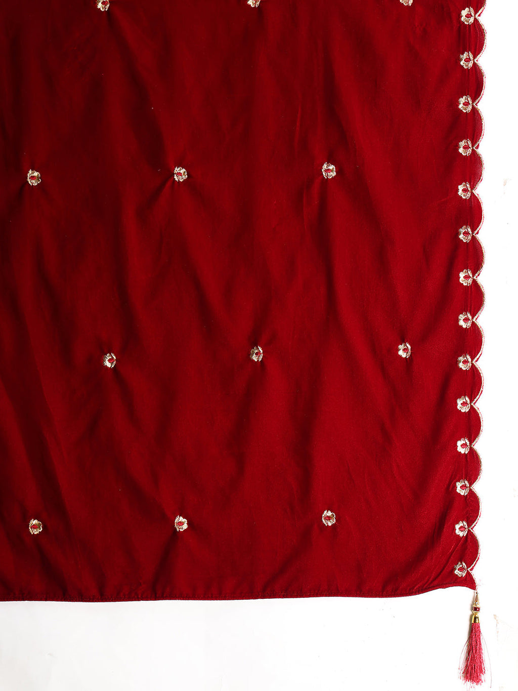Thread & Sequined Embroidered Velvet Kurta With Pant & Embroidered Dupatta, Maroon - Hiral Fashion - Distacart