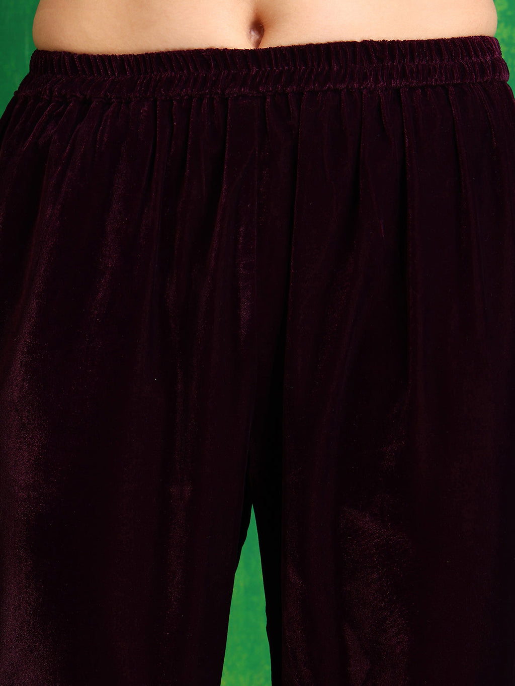 Velvet Embroidered Kurta With Pant & Embroidered Velvet Dupatta, Wine - Hiral Fashion - Distacart