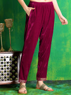 Embroidered Velvet Co-Ords, Pink - Hiral Fashion - Distacart