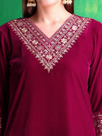 Embroidered Velvet Co-Ords, Pink - Hiral Fashion - Distacart