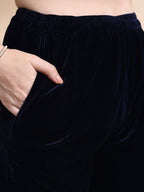 Embroidered Velvet Co-Ords, Navy Blue - Hiral Fashion - Distacart